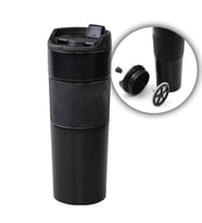 French Press Özellikli 450ml Çelik Termos (Siyah)