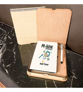 Makine Mühendisi Ahşap Kutulu Defter Kalem Set 005
