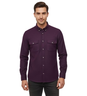Erkek Kışlık Slim Fitt Uzun Kol Çift Cep Kapak Gömlek 2414 BGL-ST04797 (Bordo)