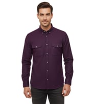 Erkek Kışlık Slim Fitt Uzun Kol Çift Cep Kapak Gömlek 2414 BGL-ST04797 (Bordo)