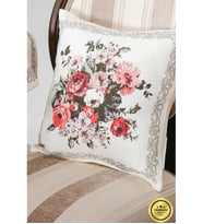 Gardenya Baskılı Kumaş Kreme Çiçekli Kırlent Kılıfı 45x45 Ikili - 1432