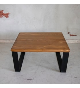 Masif Ahşap Sehpa 60*60cm BEYAZ ESKİTME