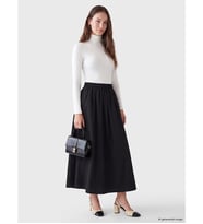 LCW Modest Siyah Beli Lastikli A Kesim Poplin Etek