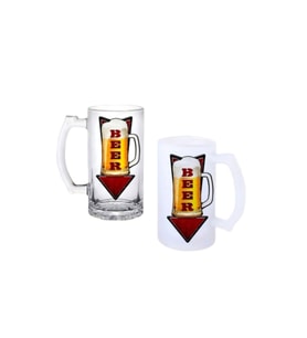 Ghostbastır Design Bira Yönü Kulplu Bira Bardağı Buzlu veya Şeffaf Seçenekli 039