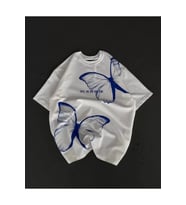 Unisex Bisiklet Yaka Baskılı Oversize T-Shirt - Beyaz