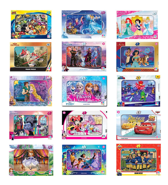 Disney Kahramanları Lisanslı Frame 24 Parça 5'li Karma Puzzle Set