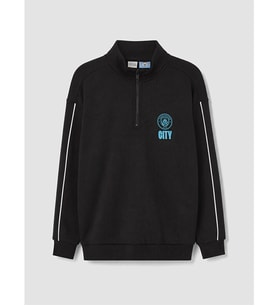 LCW Kids Siyah Manchester City Baskılı Erkek Çocuk Kalın Sweatshirt