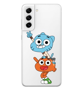 Samsung Galaxy S21 FE Uyumlu Gumball & Darwin Tasarımlı Şeffaf Telefon Kılıfı
