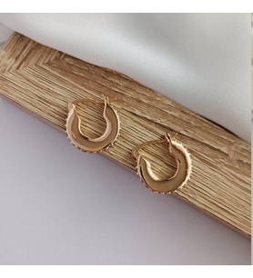 Lente Aksesuar Gold Renk Zirkon Taşlı Küçük Halka Küpe - Kadın Klasik Minimal Tasarım