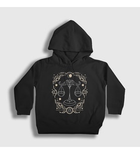 Presmono Unisex Çocuk Siyah Libra Zodiac Hediye Terazi Burcu Kapüşonlu Sweatshirt 527651tt
