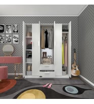 Kenzlife gardırop 6 kapılı çekmeceli begonvil150 byz kapaklı gardolap dolap (Karışık)