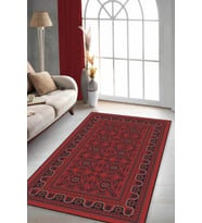 Bordo Karabağ Kaymaz Tabanlı Makinede Yıkanabilir Halı RV353 - 100 x 160 cm