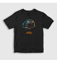 Presmono Unisex Çocuk Siyah Kask Pubg T-Shirt 30483tt