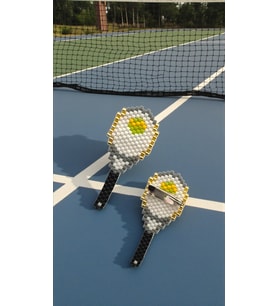 Miyuki Boncuk El Yapımı Tenis Raketi Broş - Yaka İğnesi 3
