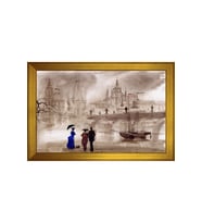 Manzara Temalı Kanvas Tablo 80 x 110 cm Gold Çerçeve