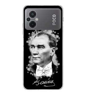 Poco M5 Uyumlu Kamera korumalı Kapak Atatürk Tasarımlı  Şeffaf Kılıf
