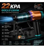 Şarjlı Mini Araç Süpürgesi 22KPA Güçlü Çekim & Üfleme Fonksiyonlu, 9000mAh Type-C Şarjlı Kablosuz El Süpürgesi, Brushless Motorlu Taşınabilir Araç İçi Vakum Temizleyici