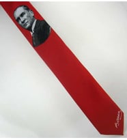 Atatürk ve İmza Desenli Dokuma Kırmızı Kravat - AK-04 (Renksiz)