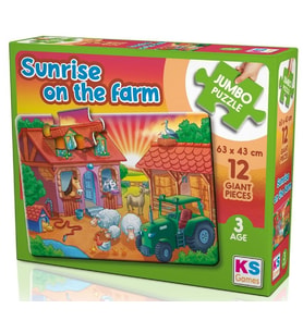 KS Games 12 Parça Çiftlikte Yeni Bir Gün Jumbo Çocuk Puzzle - 31005 - 3 Yaş Üzeri - Kız ve Erkek Çocuk