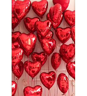 Beysüs Kırmızı Kalp Folyo Balon Parlak 5 Adet 45cm