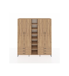 Hyperion Gardrop 13 Raflı 6 Çekmeceli 2 Askılı 220x44x243 Çam-Çam/Çam