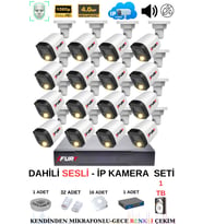 FURY Ip Güvenlik Kamera Seti 16 Kameralı Sesli 4mp Gece Renkli Su Geçirmez Ip5515s 1tb