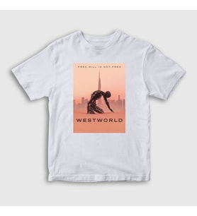 Presmono Unisex Çocuk Beyaz Free Will Westworld T-Shirt 223237tt