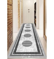 Dijital Baskılı Kaymaz Taban Yıkanabilir Modern Yolluk Ve Koridor Halısı NDU-SD-1081 (Gri)