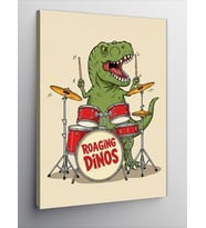Kanvas Tablo T-Rex ve Bateri "Roaring Dinos"
