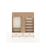 Arges Dolap 18 Raflı 4 Çekmeceli Tek Askılı 220x30x243 Çam-Çam/Aytaşı
