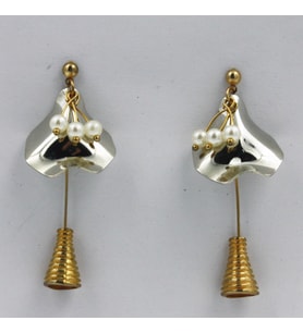 Küpe Kadın Gold Vip Vintage Tasarım Küpe (Sarı-Siyah)