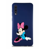 Samsung Galaxy A50 Soft Premier Kapak Minnie Mouse-E Tasarımlı Silikon Kılıf - Lacivert (Şeffaf)