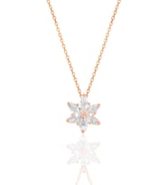 Söğütlü Silver Gümüş rose taşlı nilüfer lotus çiçeği kolye (Beyaz)