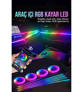 Araç İçi Atmosfer Ambiyans Led Neon RGB App Kontrollü 18 Parça
