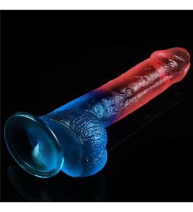 Güçlü Vantuz Sayesinde Sabitlenebilir Renkli Jel Dokuya Sahip 23 Cm Damarlı Kemerli Penis