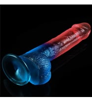 Güçlü Vantuz Sayesinde Sabitlenebilir Renkli Jel Dokuya Sahip 23 Cm Damarlı Kemerli Penis