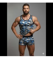 pilelistore Erkek Kamuflaj Tank Top Boxer İç Çamaşır Takımı