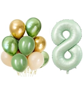 Retro Su Yeşili 8 Yaş Latex Balon Set