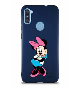 Samsung Galaxy M11 Soft Premier Kapak Minnie Mouse-D Tasarımlı Silikon Kılıf - Lacivert (Şeffaf)