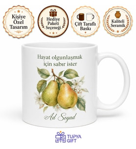 Armut Temalı Baskılı Kupa Bardak Hediye Özel Tasarım Porselen Mug