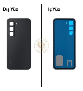 Infinix Hot 60İ Siyah Uyumlu Arka Kapak Arka Cam Batarya Pil Kapağı Lazer Kesim Back Cover
