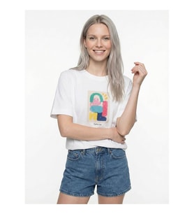Loft Loose Fit Beyaz Kadın T-Shirt LF2042618
