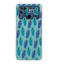 PrintiFy Xiaomi Poco C40 ile Uyumlu 1mm Slim Fit Nazar Boncuğu 4 Baskılı Şeffaf  Kılıf
