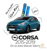 RBW Ön ve Arka Silecek Seti Opel Corsa E 2014-2019 ile uyumlu (Siyah)