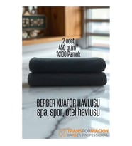Turk Kuaför Berber Havlusu 2 ADET Pamuk Berber Havlusu 50x90 Siyah