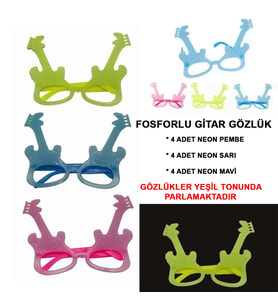 Fosforlu Gitar Glow Parti Gözlüğü 12 adet