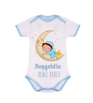 Bebeğinize Özel Kısa Kol Mavi Bebek Zıbın
