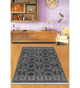 Antrasit Vintage Dokuma Pamuk Taban Kaymaz Kilim KLM220