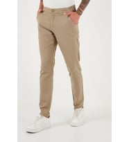 U.S. Polo Pamuk ve Keten Karışımlı Slim Fit Pantolon Erkek PANTOLON G081SZ0781827562 (Haki)