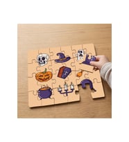 Cadılar Bayramı (Halloween) Tasarımlı 24 Parça Ahşap Çocuk Puzzle
